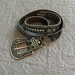 Elite‎ vintage western camo bling studded belt
